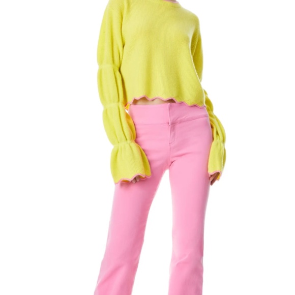 Alice and Olivia Foss Ribbed Puffed Sleeve Cashmere Sweater - Retail $495 - Picture 5 of 5